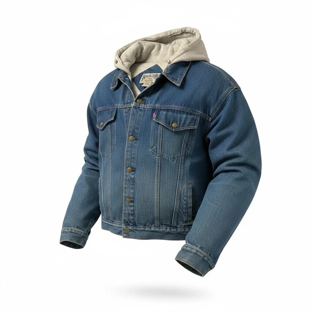 Himalaya Outfitters Mens Hooded Denim Jacket Blue Workwear Size 3X Big